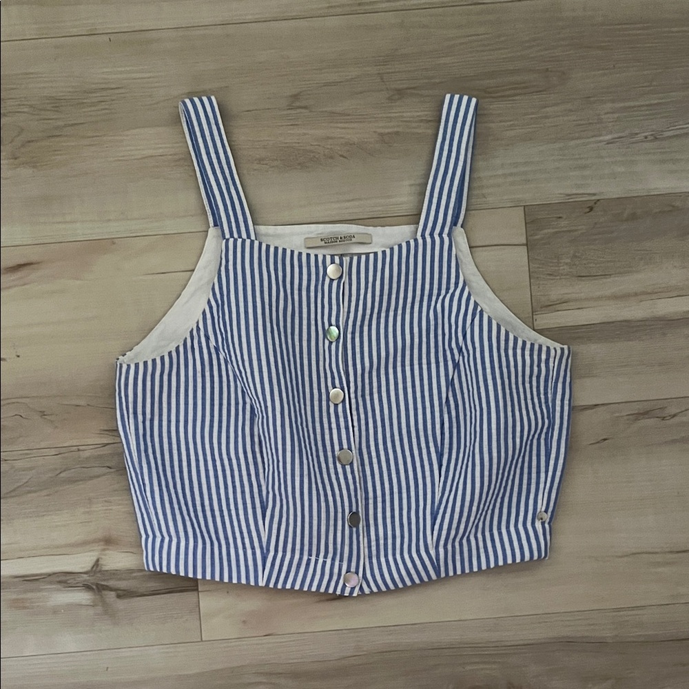 Scotch and Soda Blue and White Striped Tank Top